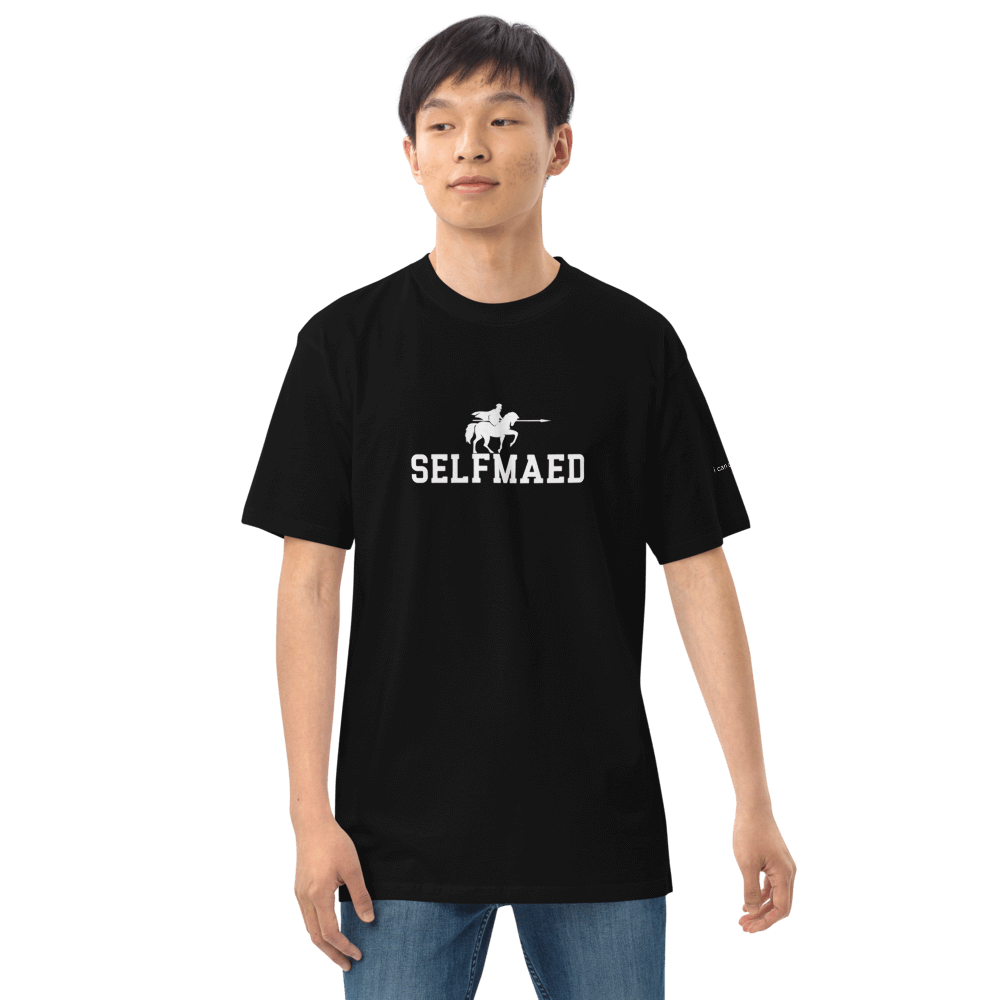 Selfmaed Premium Tee in black, made of organic cotton, featuring a tailored fit for stylish apparel.